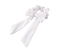 Pack of 2 Hair Bows with Bow, Velvet Hair Bowknot Hair Bobbles, Elastic Bow Hair Bands, Ponytail Holder, Hair Scrunchie, Bow, Hair Accessories for Women, White