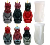 Pack of 2 Halloween Skull Candle Moulds, 3D Skull Candle Mould Made of Silicone, Silicone Mould, Skull Resin Moulds for Handmade Aromatherapy, Candles, Plaster Ornaments, DIY Casting Epoxy Resin,