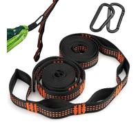 Pack of 2 Hammock Attachments, 2 m x 2.5 cm Rope for Hammock, Hammock Suspension with 2 Heavy Duty Carabiners, Hammock Attachment Straps with 6 Loops, Swing Attachment for Camping