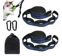 Pack of 2 Hammocks, 3 m x 2.5 cm Hammock Attachment with 10 + 1 Loops, with 2 Hook Carabiners and Storage Bag, Max 200 kg, for Camping, Outdoor, Travel, Tree Hanging (Blue)