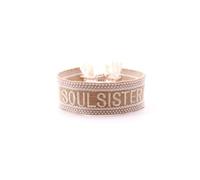 Pack of 2 Hand-Woven Embroidered Fabric Bracelets with Letters and Tassels, 2 cm Wide Friendship Bracelet, Partner Band for Couples, Best Friends, Cheerleader Team, Boho Textile Bracelet, Soul Sister