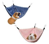 Pack of 2 Hanging Corner Hammock with Hooks for Rats, Squirrels, Sugar Gliders, Guinea Pigs, Hamsters, Hedgehogs, Ferrets and other Small Animals. Perfect for Pet Critter Cages. Blue+Pink Small