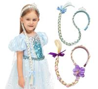 Pack of 2 Headband Princess Braid, Girls' Braided Princess Wigs, Dress Up Accessories, Girls Wig, Princess Wig Braid for Birthday Party, Cosplay (Blue)