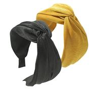 Pack of 2 Headbands for Women Hair Boho Headband Wrap Tie Fashion Hair Towel Bow Tie Hair Accessories Non-Slip Fabric Hair Bands Wide Alice Hair Bands for Women UK and Girls (YellowBlackDE)