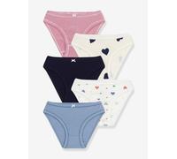 Pack of 2 Heart Print Cotton Briefs for Girls, PETIT BATEAU multicoloured