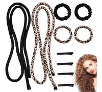 Pack of 2 Heatless Curls Band Curlers Overnight No Curls Without Heat Overnight Hair Curler DIY Hair Curling Band Hairstyle Set for Long Medium Hair (Black, Leopard Pattern)