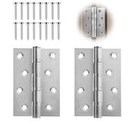 Pack of 2 Heavy Duty Ball Bearing Hinges, Stainless Steel Door Hinge 100 x 76 x 13 mm, Door Hinge Silver Stainless Steel Hinges with 8 Holes for Door Window Cabinet Animal House
