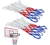 Pack of 2 Heavy Duty Basketball Net, Tri-Colored Basketball Nets Replacement, Accessories for Outdoor Indoor Sports (12 Loops)