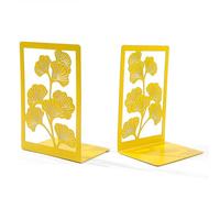 Pack of 2 Heavy Duty Metal Bookends for Shelves Hollowed Leaf Bookends Metal Book Stopper for Home Library Office Unique Bookend