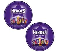 Pack of 2 Heroes Chocolate Tub 550g - Assorted Mini Chocolate Bars - Family Sharing Tubs for Christmas, Birthdays, Parties & All Occasions