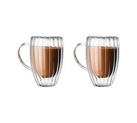 Pack of 2 High Borosilicate Double Wall Glass Cup Insulated Design Mug for Office and Home Use Comfortable Home Drinking