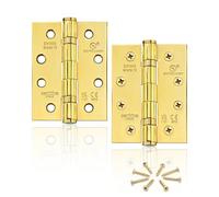Pack of 2 Hinges 100 x 76 mm 304 Stainless Steel Hinge Ball Bearing Golden Door Hinges Wooden Door Exterior Heavy Duty Hinge