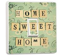Pack of 2 Home Sweet Home Design - Single Light Switch Cover Sticker - Self-Adhesive Vinyl Room Decor - Natural Home Decor Improvements