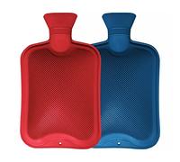 Pack of 2 Hot Water Bottles Natural Rubber Large Hot Water Bottle 2L Large Capacity | Ribbed Hot Water Bag for Pain Relief Secure & Leakproof (Assorted Colours)