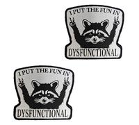 Pack of 2 "I Put The Fun in Dysfunctional" Funny Patches Hook and Loop Tactical Embroidery Emblem Patch Appliques for Backpack, Trousers, Clothing, Bags, Uniforms Digital Printing Image Clear