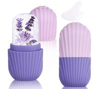 Pack of 2 Ice Roller, Ice Face Roller Silicone, Ice Roller Face Eye Massager, Facial Ice Roller with Gua Sha Stone and Face Roller for Anti-Wrinkles, Wrinkle Reduction, Skin Tightening (Purple)