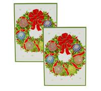 Pack of 2 Imperial Ornament Wreath Advent Calendar Greetings Cards | Christmas Advent Greetings Cards with Envelopes | Door Advent Calendars - 13x18cm