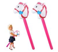 Pack of 2 Inflatable Horse, Hobby Horse Craft Set, Children's Foil Balloon, Horse, Hobby Horsing, Horse Head, Crafts, Horse Balloon, Stick Horse, Sticks, Horse Decoration Birthday (Pink)