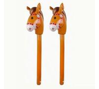 Pack of 2 Inflatable Horse Stick - Blow Up Hobby Horse for Kids & Adults - Brown Horse on a Stick Toy - Inflatable Horse Racers - Ideal for Cowboy Party, Birthday Decor, Rodeo Games - Fun Toy Horse