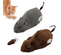 Pack of 2 Interactive Cat Toy Hamster, Small Plush Toy Wind-Up Toy with Motor Promotes Hunting Instinct, Toy Mouse for Cats, Plush Toy in Set with Faux Fur for Cats (Type C)