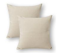 Pack of 2 Jeanerlor Decor Burlap Natural Style Lined Linen Throw Pillow Cases Cushion Cover for Bed/Sofa, 18x18 inch(Light Linen)