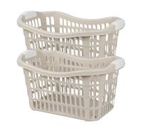 (Pack of 2) Jolie Max 50L Rectangular Plastic Laundry Basket with Comfortable Handles, Space-Saving Solution for Clothes & Household Storage - 61cm x 37cm x 32cm (BEIGE)