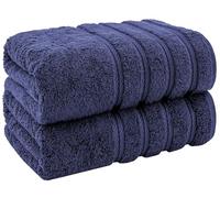 Pack of 2 Jumbo Bath Sheet 100 x 200 cm Premium 100% Egyptian Combed Cotton Luxury Towel Ultra Soft & High Absorbent Quick Dry Hotel Quality Extra Large Bathroom Towels (Navy Blue)
