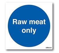 Pack of 2 Kitchen Procedure Sign Raw Meat Only - 100 x 100mm Safety Sticker for Catering and Restaurant Food Handling Areas