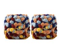 Pack of 2 Knitting and Crochet Yarn 100g Ultra Soft Thick Knitting Wool Yarn with Pom Poms Knit Crochet Yarn Assorted Colors for Hats Blankets Scarves