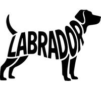 Pack of 2 Labrador Words Silhouette Fun Waterproof Sticker - Decals for Car Bumpers, Laptops, Mirrors, Windows - Gift for Dog Lovers (Black, 10cm x 7cm (3.9" x 2.8"))
