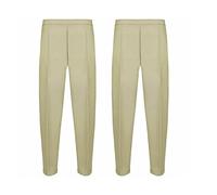 Pack of 2 Ladies Half Elasticated Trouser Stretch Waist Casual Office Work Formal Pull On Trousers Pockets UK Sizes