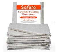 Pack of 2 Laminated Cotton Dust Sheets for Decorating & Painting Size 12 feet x 9 feet | Paint Cover Sheet Backed with Plastic Polythene Sheeting | Drop Cloth for Painting, Furniture, Floor, StairCase