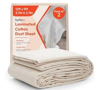 Pack of 2 Laminated Cotton Dust Sheets for Decorating & Painting Size 12ft X 9ft | Waterproof Paint Cover Sheets Backed with Plastic Polythene Sheeting | Drop Cloth for, Furnitures, Floor, StairCase