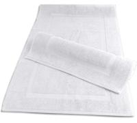 Pack of 2 Large Bath Mats Luxury 100% Cotton Terry Towel Rugs 1000-GSM Extra Soft Floor Towel Non Slip Quick Dry Shower Bathroom Mats (White)