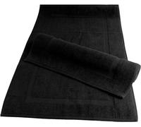 Pack of 2 Large Bath Mats Luxury 100% Cotton Terry Towel Rugs 1000-GSM Extra Soft Floor Towel Non Slip Quick Dry Shower Bathroom Mats (Black)
