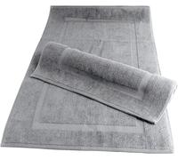 Pack of 2 Large Bath Mats Luxury 100% Cotton Terry Towel Rugs 1000-GSM Extra Soft Floor Towel Non Slip Quick Dry Shower Bathroom Mats (Silver)