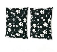 Pack of 2 Large Black Paw Printed Dog Bed Cushion 95x70cm - Washable Polycotton Pet Bed Cover with Removable Cushion for Medium Large Dogs