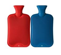 Pack of 2 - Large Hot Water Bottles (2 Litre Each) - Natural Rubber, Ribbed Design, Leakproof & Durable Hot Water Bag for Pain Relief, Cramps, Muscle Aches & Comfort (Assorted Colours)