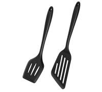 Pack of 2 Large Silicone Turner Spatula, Heat Resistant Silicone Solid Spatulas, BPA Free Cooking Spatula Turner, Non Stick Slotted Kitchen Spatulas for Pressing Eggs Pancakes Baking Frying (Silicone)