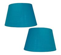Pack of 2 - Large Tapered Cotton Drum Lampshade - Shades for Ceiling Pendants, Table Lamps, and Floor Lamps (2, Teal Blue)
