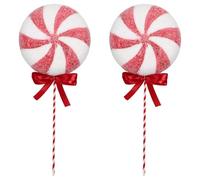 Pack of 2 Large Windmill Lollipop Ornaments - Christmas Peppermint Candy Picks for Themed Tree Topper Vase Filler Holiday Home Decorations, 42x18cm (Red)
