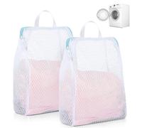 Pack of 2 Laundry Net Large 50 x 60 cm - Reusable Washing Machines, Nets with Premium Zip Protects Bra, Silk Blouses and Delicates (White)