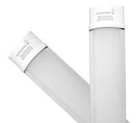 Pack of 2 LED Batten Lights, 50W 4FT, 6000 Lumens, Cool White Light (6500K), Non-Flickering Slimline Ceiling Strip Light, 120CM Linear Tube for Garage, Office, Home & Commercial Use