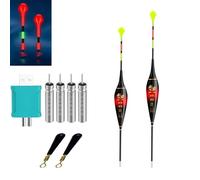 Pack of 2 LED Fishing Floats with Charger and Batteries, Floats Fishing with Gravity Sensing and Base, Fishing Accessories for Diving Area, Fishing at the Lake, River or Pond