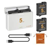 Pack of 2 Li-ion LCD USB Charger for DJI Osmo Action 5 Pro/4/3, Batteries and LED Dual USB Charger Accessories, Compatible with DJI Osmo Action 3, Action 4, Action 5 Pro, Camera