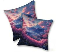 Pack of 2 Linen Soft Decorative Cushion Covers 55x55cm Square Throw Pillow Cases for Living Room Sofa Bedroom with Invisible Zipper Modern Home Decor, outdoor waterproof, Snow Mountain Flower, A-939
