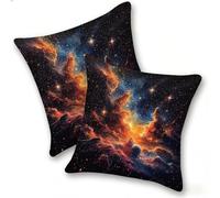 Pack of 2 Linen Soft Decorative Cushion Covers 55x55cm Square Throw Pillow Cases for Living Room Sofa Bedroom with Invisible Zipper Modern Home Decor, outdoor waterproof, Colorful Starry Sky, A-99