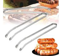 Pack of 2 long barbecue tongs, BBQ tongs, 38 x 5 cm, stainless steel barbecue tongs with wheels for turning, multi-purpose kitchen cooking gripper, kitchen utensils, for camping cooking