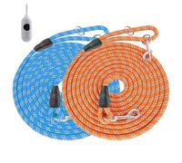 Pack of 2 Long Rope Leads for Dog Training, Basicon 15 ft Heavy Duty Dog Lead Lashing Cable, Reflective Nylon Dog Pull Rope for Large, Medium Small Dogs, Playing, Camping, Outdoor Walking