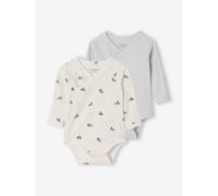 Pack of 2 Long-Sleeved Organic Cotton Bodysuits for Babies sky blue
